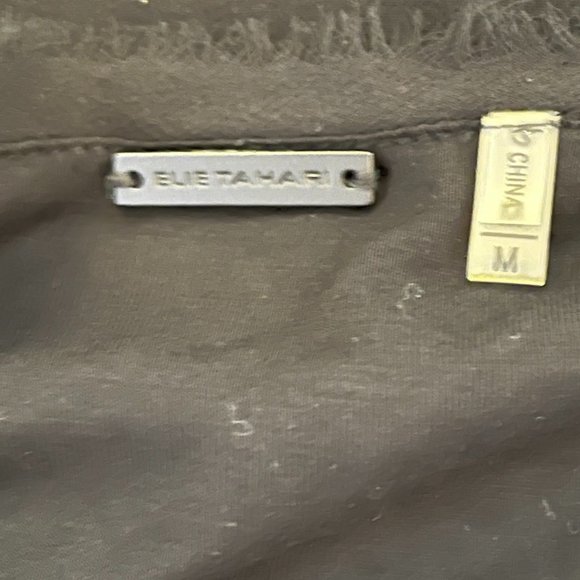 Elie Tahari Sleeveless Black Shift Dress Metal Ring Circles Sz M Silk Short - Picture 8 of 9